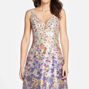 NWT Adrianna Papell white floral jacquard dress